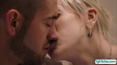 Horny blonde shemale loves getting her ass fuck by huge cock