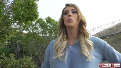 Busty trans babe Casey Kisses gets barebacked and asslicked