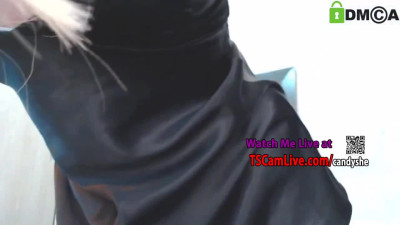 Curvy Latina Shemale Blonde Jerking Off Live on Webcam, Part 12
