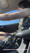 Hot trans girl Raven Thorne cums in the car