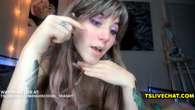 Tranny teen masturbating in webcam