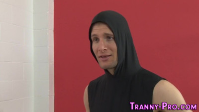 Ass fingered trans cheerleading babe sucks