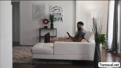 Horny Stepdad didnt expect to fuck Transbabe Ella Hollywoods ass