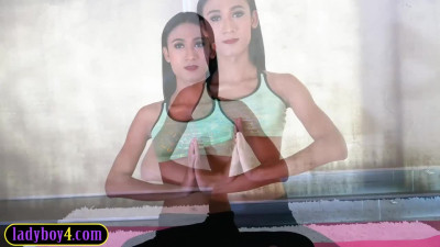 Tight Asian ladyboy teen Creamy flexible anal yoga fucking