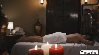 TS Eva does massage anal sex with dude