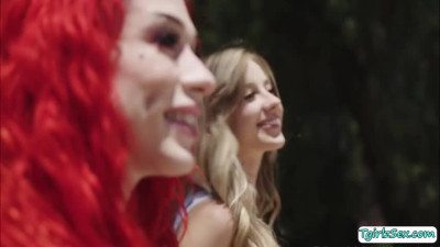 Super sexy tbabes Haley Reed and Jenna Gargles anal threesome