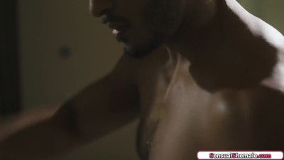 Busty blonde tranny Kayleigh Coxx anal fucked by a black guy