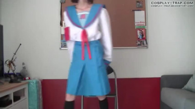 Crossdress cosplay Haruhi pleasure chairp