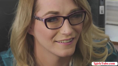 HornyGuy finally gets a chance to fuck her TS Colleague Candy Marie