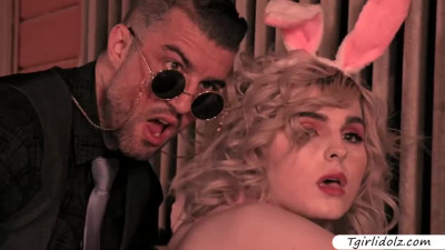 Blonde TS cuties Ella Hollywood and Sarina Valentina threesome sex