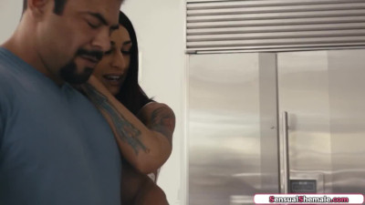 Small tits latina shemale Khloe Kay anal fucked by stepdad