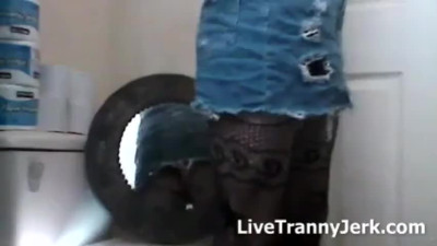 black stockings and blue skirtp
