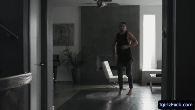 TS Ella caught by her stepbro Dante having phone sex so he joined her