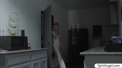 Horny Trans bride Aubrey Kate decides to fuck a random handsome dude