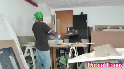 Busty Shemale Mariana Lins Wants the Handymans Big Dark Stick Inside of Her
