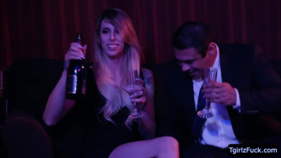Trans babe Casey Kisses and Draven gets wild inside the VIP room