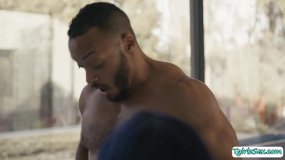 Horny shemale gets her ass banged by stepsis black boyfriend