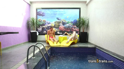Guy dived in giant shemale ass