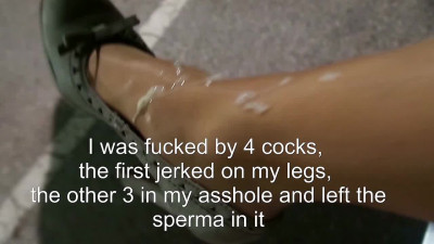 Sperm and piss on legs and ass