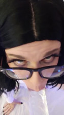 Trans girl Snowycd sucks a dildo and masturbates