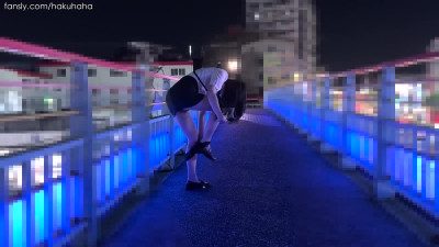 Exposed on the pedestrian bridge with vibrator ejaculated !