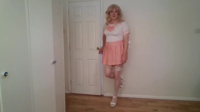 Hanging out in my pink uniform