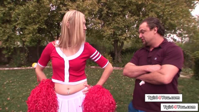 Small tits tgirl cheerleader Lucia Matthews analed outdoor