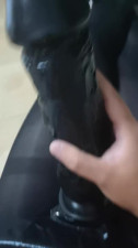 small penis in the chastity cage with bbc dildo