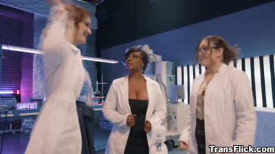 The scientists frantically work together under a tight deadline