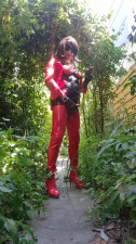 Pissing outdoor in latex and PVC