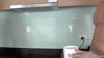 Ladyboy beauty fucked before feeding her lover with cum