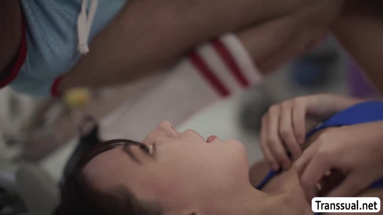 Watch Tranny babe rides gym instructors cock while friend is watching Shemale Porn Videos | TranSexBig.