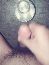 Amature femboy cum in a glass