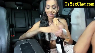 thin and bodyart with tits teases in a car