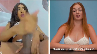 Females react to Shemale Cumsots
