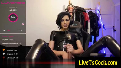 exclusive rubbered shemale bring oneself off on live we