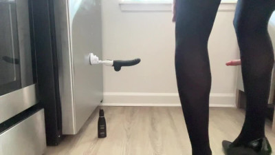 CD tries fucking dildo for the first time