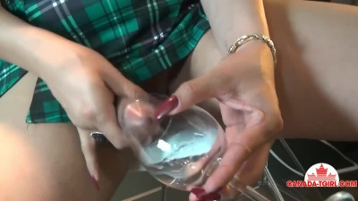 Ts eats cum from glass