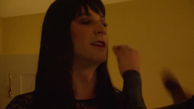 Kinky wife in PVC with crossdressing husband