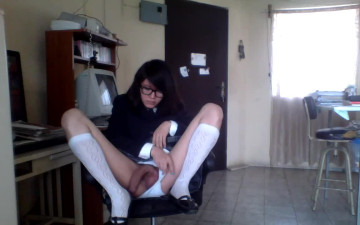 Nerdy Sissy Veronica Vega taking a self-facial in her uniform