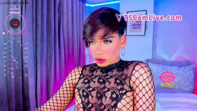 Sexy Blue Eyes Sheboy in Black Lingerie in a Live Cam Show Part 1