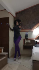 Sexy crossdresser in highheels black minidress girl facemask