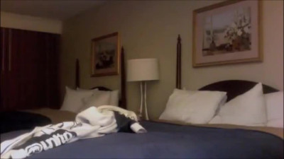 Tranny takes a married dude's cock in a motel