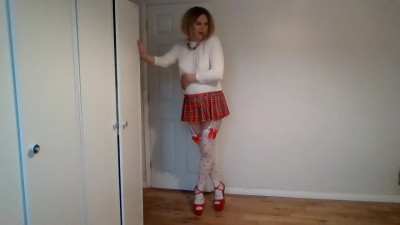 Taking off my miniskirt in cute stockings