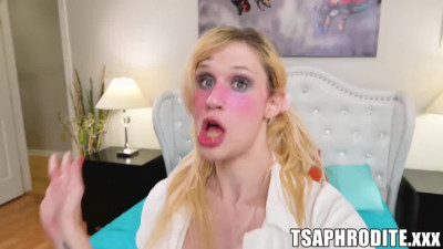 TRANSEROTICA Busty Blonde TS Aphrodites Adams Wanks Her Cock