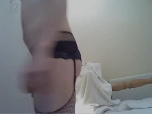 Amateur crossdresser with bottle