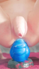 Femboy SuperSubbySoup rides exotic Bad Dragon dildo and fingers his asshole