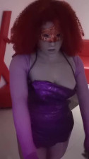 Sexy crossdresser nude in highheels girl facemask