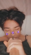 Femboy eating his own cum