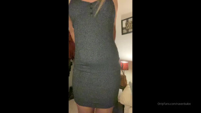 Shaking ass, bulging through her dress, and then cumming